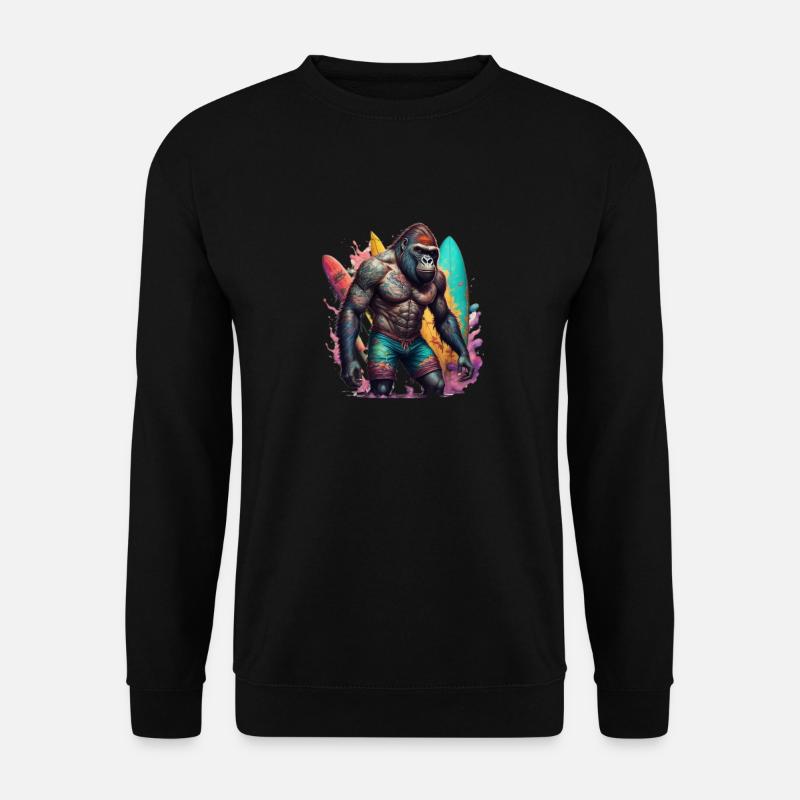 Surfing Gorilla - Unisex Pullover - Schwarz