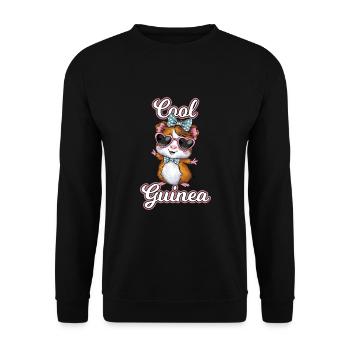 Coole Meerschweinchen mit Herz-Sonnenbrille - Unisex Pullover - Schwarz - Vorne - Alina (178cm) & Michal (187cm)