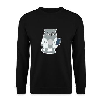 Cat Grumpy Doctor - Cat - Unisex Sweatshirt - black - Front - Alina (178cm) & Michal (187cm)