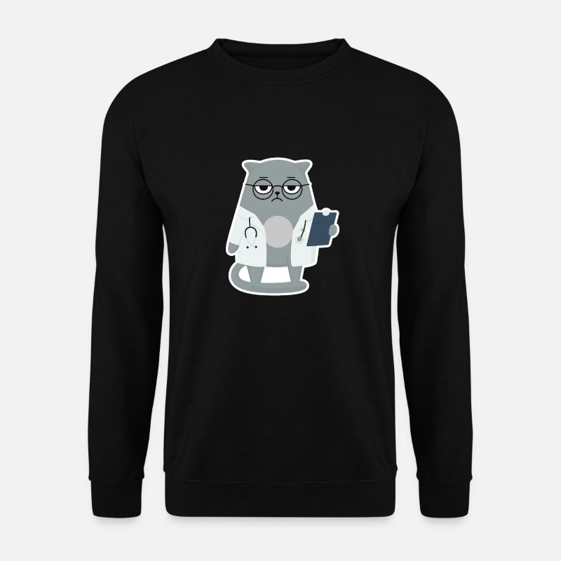 Cat Grumpy Arzt - Katze - Unisex Pullover - Schwarz