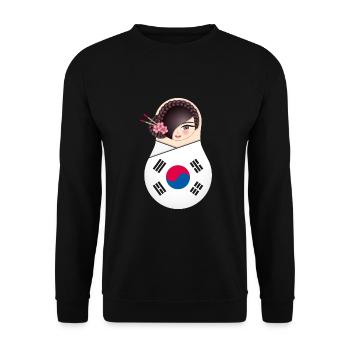 Matroschka Nuri - Team Korea - Unisex Pullover - Schwarz - Vorne - Alina (178cm) & Michal (187cm)