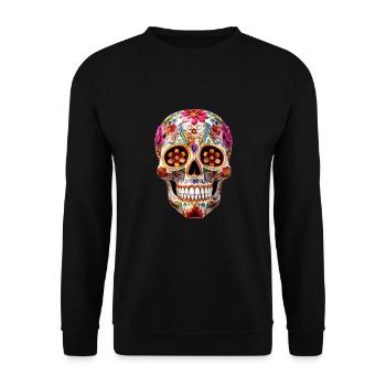 Mexican Skull Dia de los Muertos - Unisex Sweatshirt - black - Front - Alina (178cm) & Michal (187cm)
