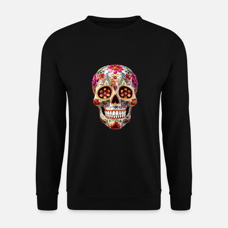 Mexikanischer Totenkopf Dia de los Muertos - Unisex Pullover - Schwarz
