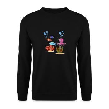 Sea Creatures Octopus Underwater World Octopus - Unisex Sweatshirt - black - Front - Alina (178cm) & Michal (187cm)