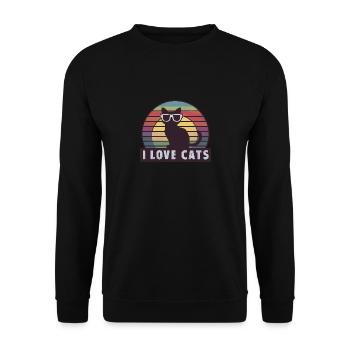 I Love Cats - Unisex Sweatshirt - black - Front - Alina (178cm) & Michal (187cm)