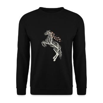 Horse tree cherry blossoms - Unisex Sweatshirt - black - Front - Alina (178cm) & Michal (187cm)