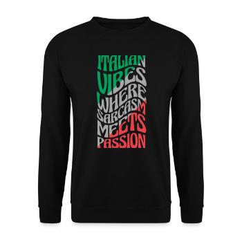 Lustiger Sarkasmus Italien - Unisex Pullover - Schwarz - Vorne - Alina (178cm) & Michal (187cm)