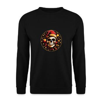 Skull as Santa Claus skull with Santa hat - Unisex Sweatshirt - black - Front - Alina (178cm) & Michal (187cm)