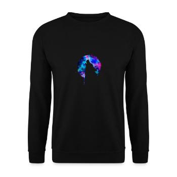 Loup Hurlant - Pleine Lune - Cadeau Lune Galaxie - Sweat-shirt Unisexe - noir - Devant - Alina (178cm) & Michal (187cm)