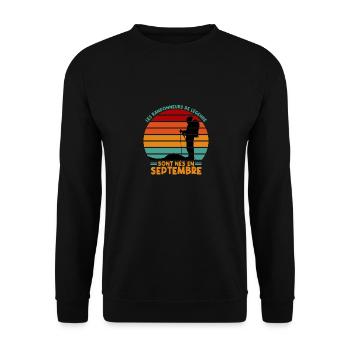 les randonneurs de légende sont nés en septembre - Sweat-shirt Unisexe - noir - Devant - Alina (178cm) & Michal (187cm)