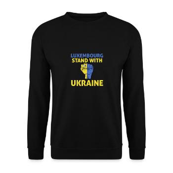 Luxembourg Ukraine - je soutiens Ukraine - Sweat-shirt Unisexe - noir - Devant - Alina (178cm) & Michal (187cm)