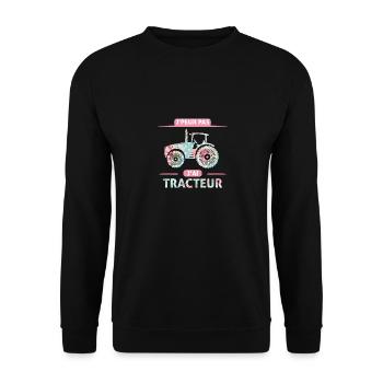 Je peux pas j'ai tracteur version femme fille mère - Sweat-shirt Unisexe - noir - Devant - Alina (178cm) & Michal (187cm)