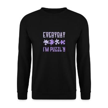 Everyday I'm Puzzl'n Jigsaw Puzzle Master Puzzling - Unisex Sweatshirt - black - Front - Alina (178cm) & Michal (187cm)
