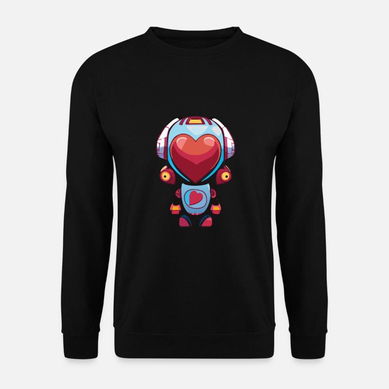 Roboter Manga Mädchen Herz - Unisex Pullover - Schwarz
