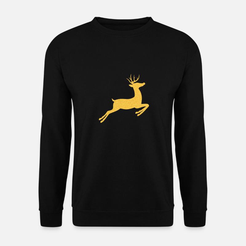 Rentier oder Hirsch Gold glitzernd zu Weihnachten - Unisex Pullover - Schwarz