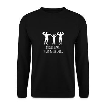 on sait jamais - Sweat-shirt Unisexe - noir - Devant - Alina (178cm) & Michal (187cm)
