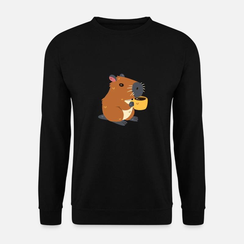 Capybara drinks coffee - Unisex Sweatshirt - black