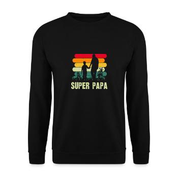 super papa - Sweat-shirt Unisexe - noir - Devant - Alina (178cm) & Michal (187cm)