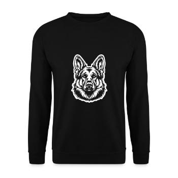 Schäferhund Hund Hundekopf - Unisex Pullover - Schwarz - Vorne - Alina (178cm) & Michal (187cm)