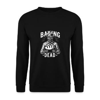 The Baking Dead gruseliger Zombie als Bäcker - Unisex Pullover - Schwarz - Vorne - Alina (178cm) & Michal (187cm)