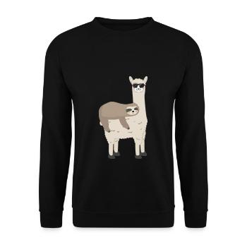 Lama and Sloth - Funny Alpaca Sloth Gift - Unisex Sweatshirt - black - Front - Alina (178cm) & Michal (187cm)