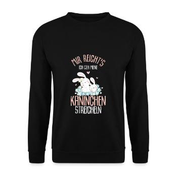 Mir reichts ich geh meine Kaninchen streicheln süß - Unisex Pullover - Schwarz - Vorne - Alina (178cm) & Michal (187cm)