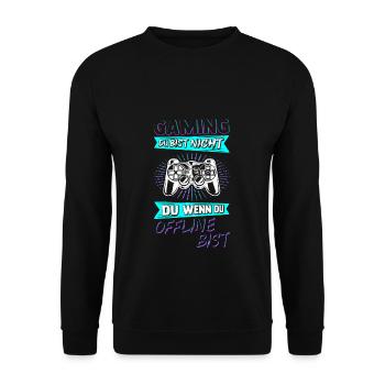Gaming Online Statt Offline Controller Spieler Zoc - Unisex Pullover - Schwarz - Vorne - Alina (178cm) & Michal (187cm)