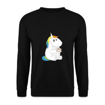 Unicorn coffee drink chill relaxing gift - Unisex Sweatshirt - black - Front - Alina (178cm) & Michal (187cm)
