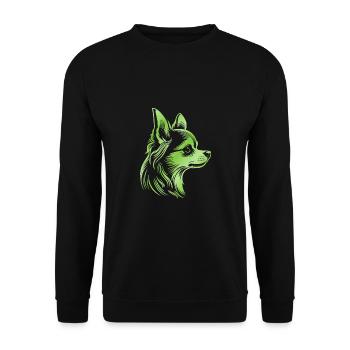 Chihuahua, longhair, dog head, drawing pink - Unisex Sweatshirt - black - Front - Alina (178cm) & Michal (187cm)