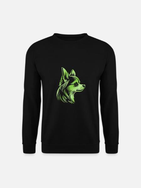 Chihuahua, longhair, dog head, drawing pink - Unisex Sweatshirt - black