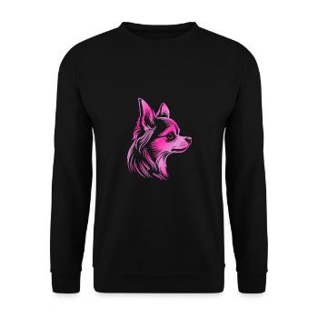 Chihuahua, longhair, dog head, drawing pink - Unisex Sweatshirt - black - Front - Alina (178cm) & Michal (187cm)