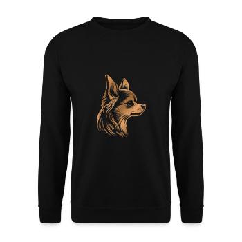 Chihuahua, longhair, dog head, drawing bronze - Unisex Sweatshirt - black - Front - Alina (178cm) & Michal (187cm)