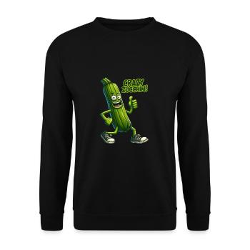 Crazy Veggies: Zucchini Thumbs Up - Unisex Pullover - Schwarz - Vorne - Alina (178cm) & Michal (187cm)