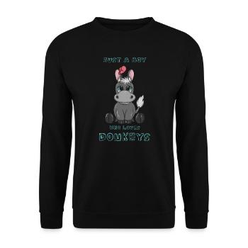 Just A Boy Who Loves Donkeys - Unisex Sweatshirt - black - Front - Alina (178cm) & Michal (187cm)