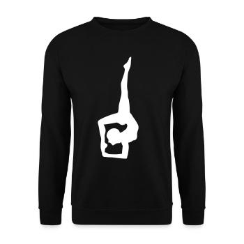 Silhouette de yoga blanche en pose articulée - Sweat-shirt Unisexe - noir - Devant - Alina (178cm) & Michal (187cm)