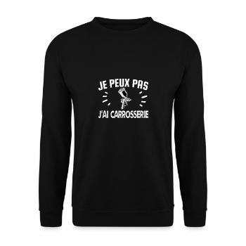 je peux pas j'ai carrosserie - Sweat-shirt Unisexe - noir - Devant - Alina (178cm) & Michal (187cm)