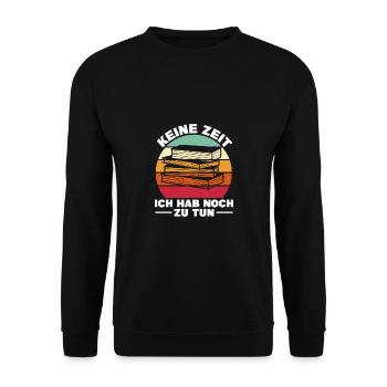 Bücher Lesen Leseratte Bücherwurm Geschenk - Unisex Pullover - Schwarz - Vorne - Alina (178cm) & Michal (187cm)