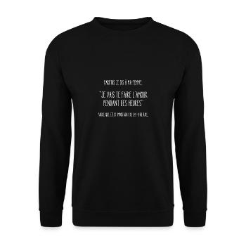 c'est important de la faire rire - Sweat-shirt Unisexe - noir - Devant - Alina (178cm) & Michal (187cm)