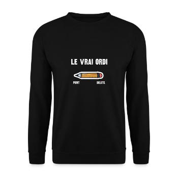 le vrai ordi - Sweat-shirt Unisexe - noir - Devant - Alina (178cm) & Michal (187cm)