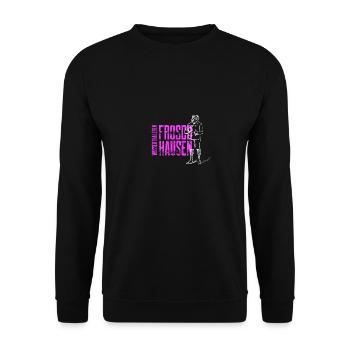 Südharz Merch - Froschhausen Wasserthaleben (pink) - Unisex Pullover - Schwarz - Vorne - Alina (178cm) & Michal (187cm)