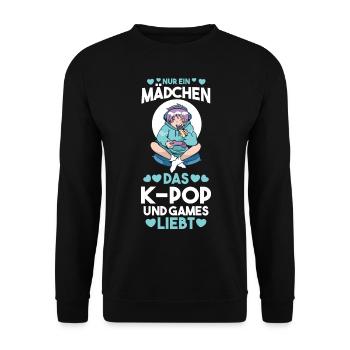 Anime Manga Gamerin Zocker K-pop - Unisex Pullover - Schwarz - Vorne - Alina (178cm) & Michal (187cm)