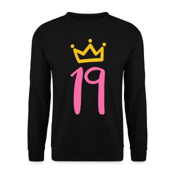19th birthday Krone - Unisex Sweatshirt - black - Front - Alina (178cm) & Michal (187cm)