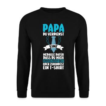 Vater Vatertag Papa - Unisex Pullover - Schwarz - Vorne - Alina (178cm) & Michal (187cm)