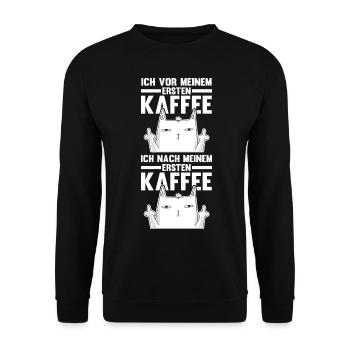 Chat avant mon premier café - Sweat-shirt Unisexe - noir - Devant - Alina (178cm) & Michal (187cm)