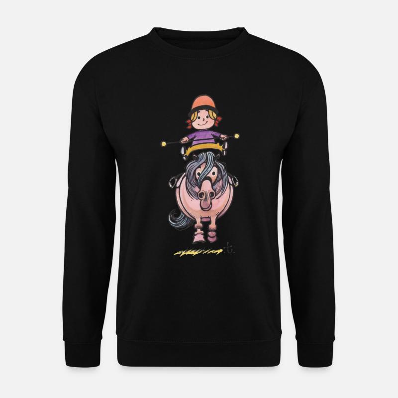 Thelwell Reiterin Balanciert Auf Süßem Pony - Unisex Pullover - Schwarz