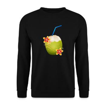 Coconut cocktail decorated with flower & drinking straw - Unisex Sweatshirt - black - Front - Alina (178cm) & Michal (187cm)