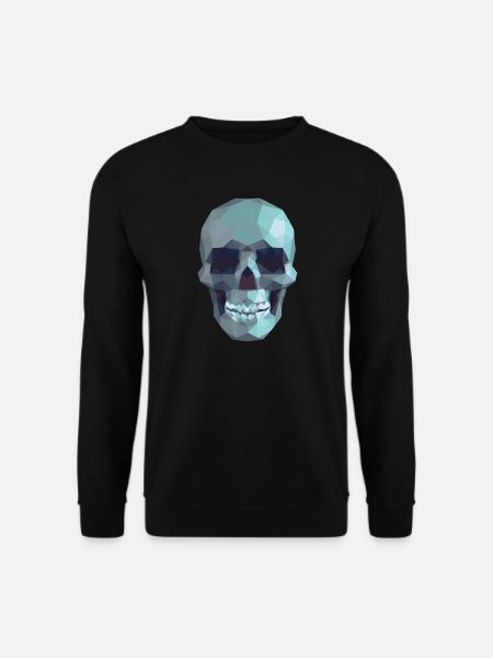 Low Poly Blue Skull – Geometrisch-Gotik-Stil - Unisex Pullover - Schwarz