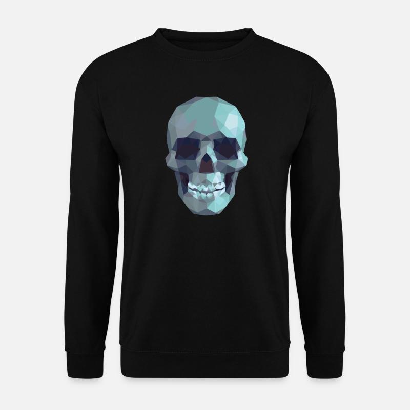 Low Poly Blue Skull – Geometrisch-Gotik-Stil - Unisex Pullover - Schwarz