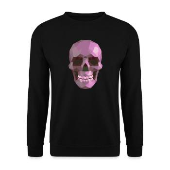Low Poly Purple Skull – Geometrisch-gotischer Stil - Unisex Pullover - Schwarz - Vorne - Alina (178cm) & Michal (187cm)