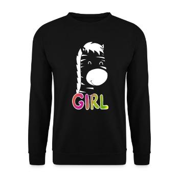 Girl Tagesoutfit Weihnachtsgeschenk - Unisex Pullover - Schwarz - Vorne - Alina (178cm) & Michal (187cm)